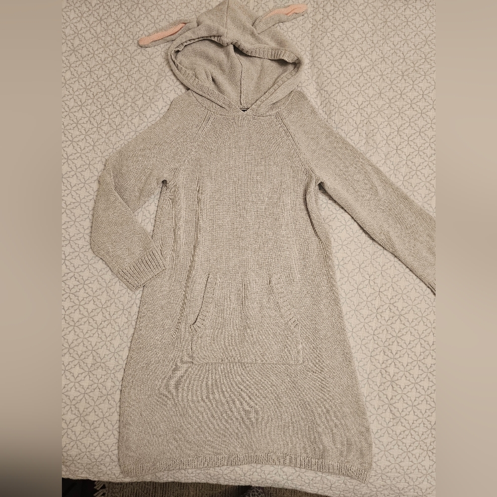 Tea Collection Gray Knit Hoodie Dress
